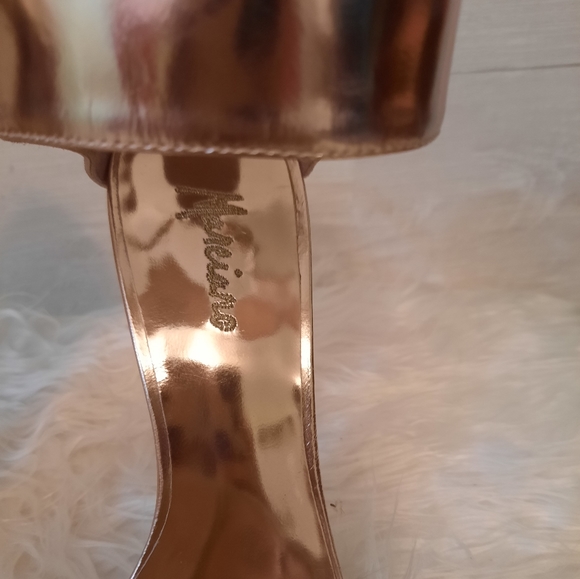 Marciano leather rosegold strappy stiletto espadrilles  heels sz 5.5 *AH - Picture 3 of 6